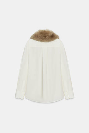 Poplin Shirt with Fur