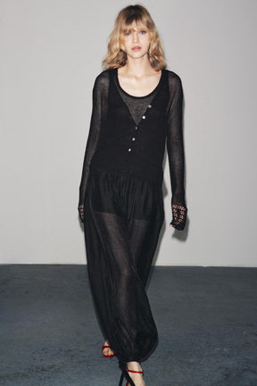 POINTELLE KNIT CARDIGAN - Image 1