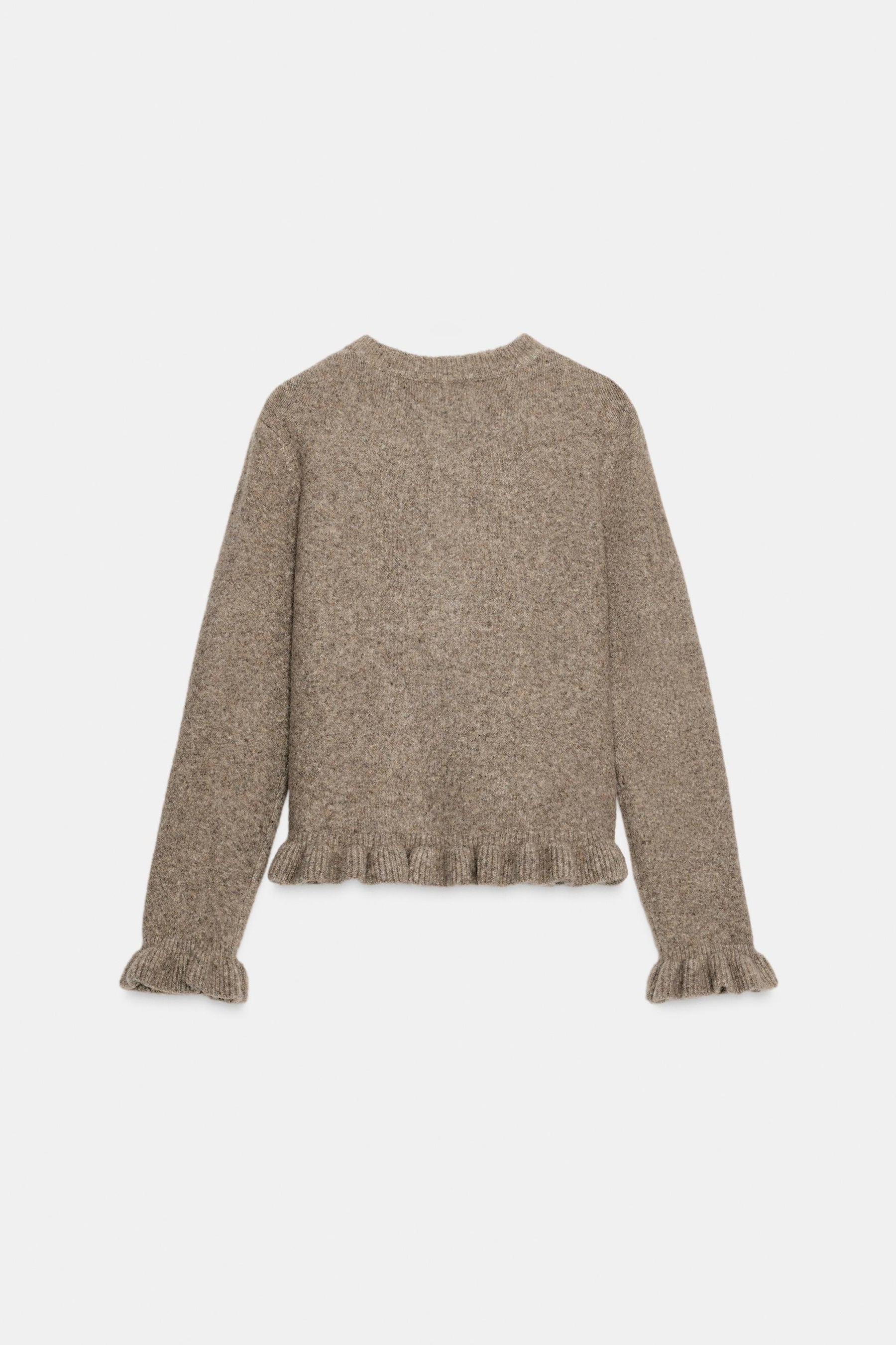 Ruffle Trim Knit Cardigan