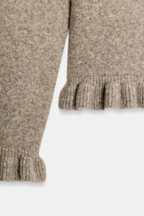 Ruffle Trim Knit Cardigan