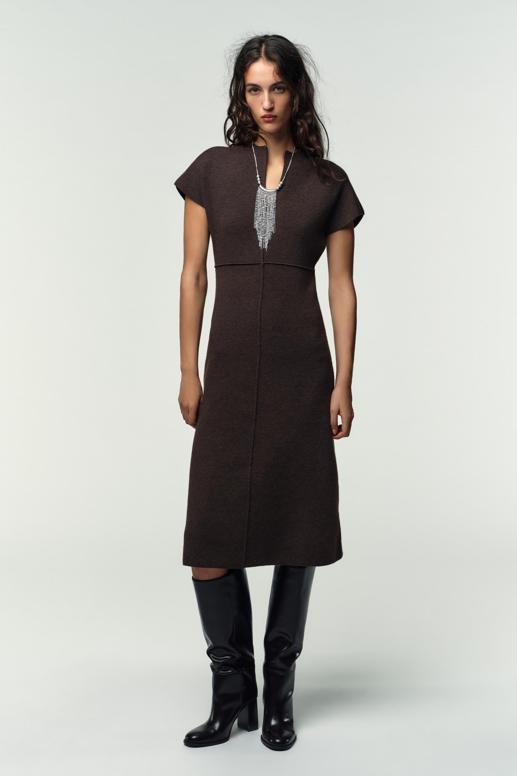 KNITTED MIDI DRESS - Image 1