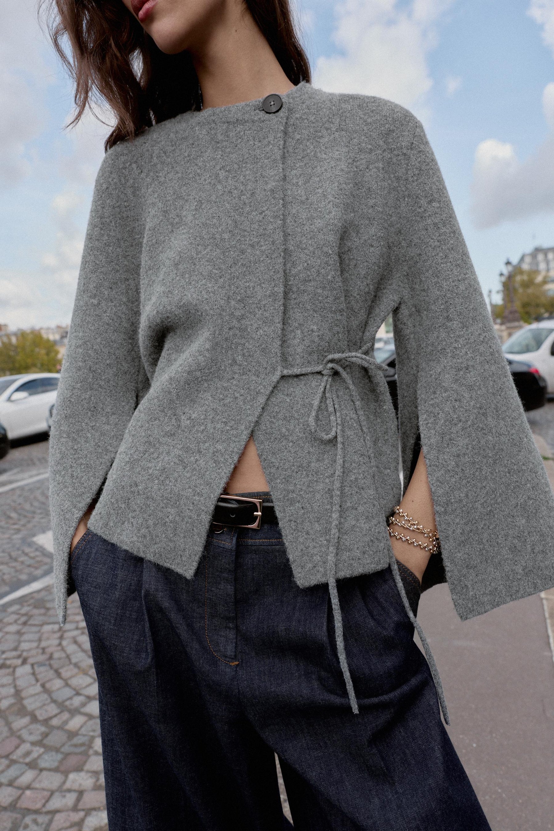 OPEN-SLEEVE CARDIGAN