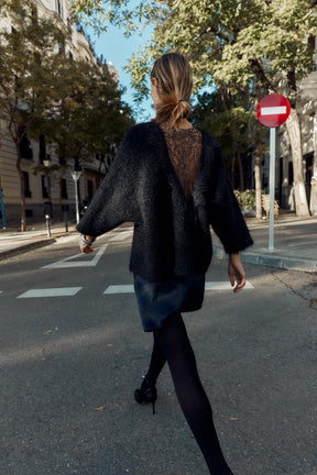 LACE-COMBINED KNIT JUMPER