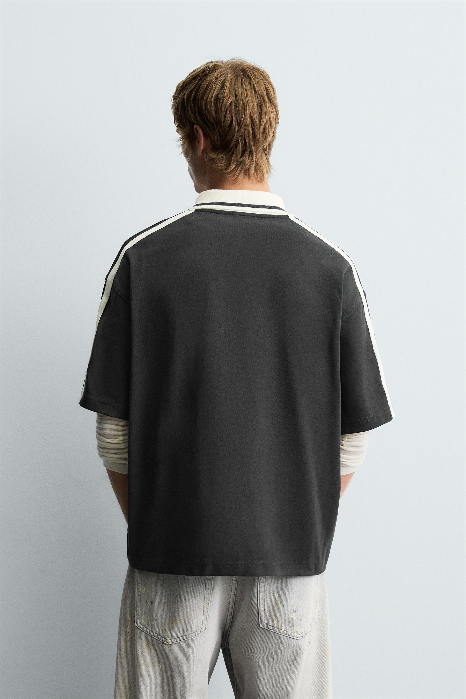 RETRO FOOTBALL PRINT POLO SHIRT - Image 3