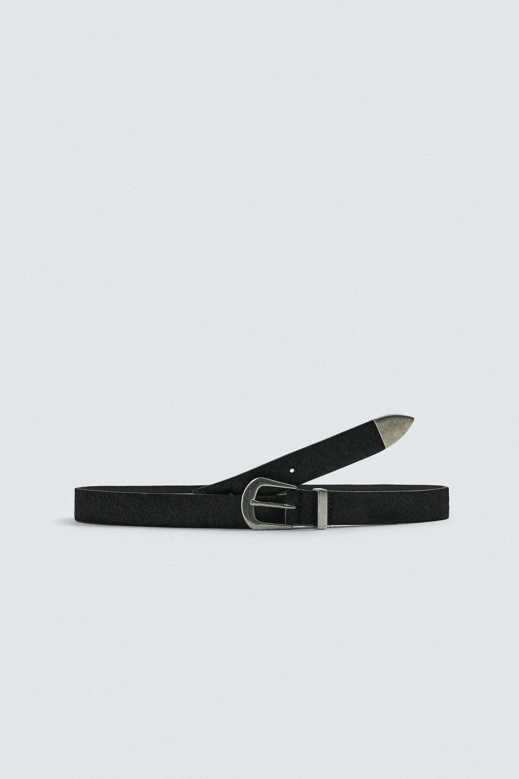 LEATHER BELT WITH SHEEPSKIN FINISH - Image 1