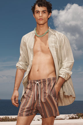STRIPED LIMITED EDITION MID-LENGTH SWIMMING TRUNKS - Image 1