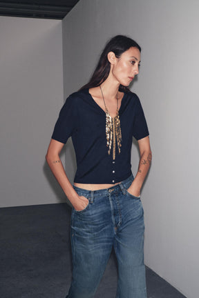 Wool Short Sleeve Cardigan