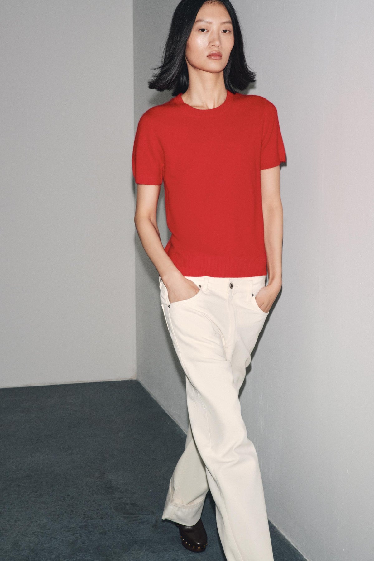 Cashmere short sleeve jumper