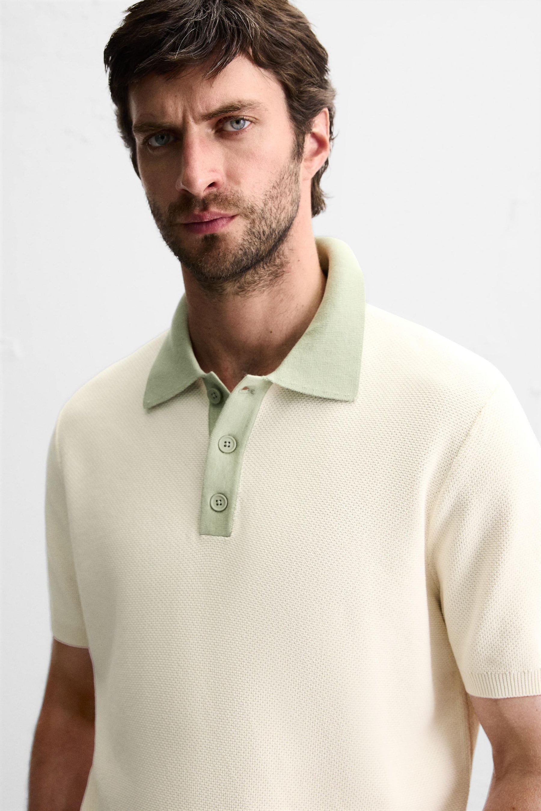 CONTRAST KNIT POLO SHIRT - Image 5