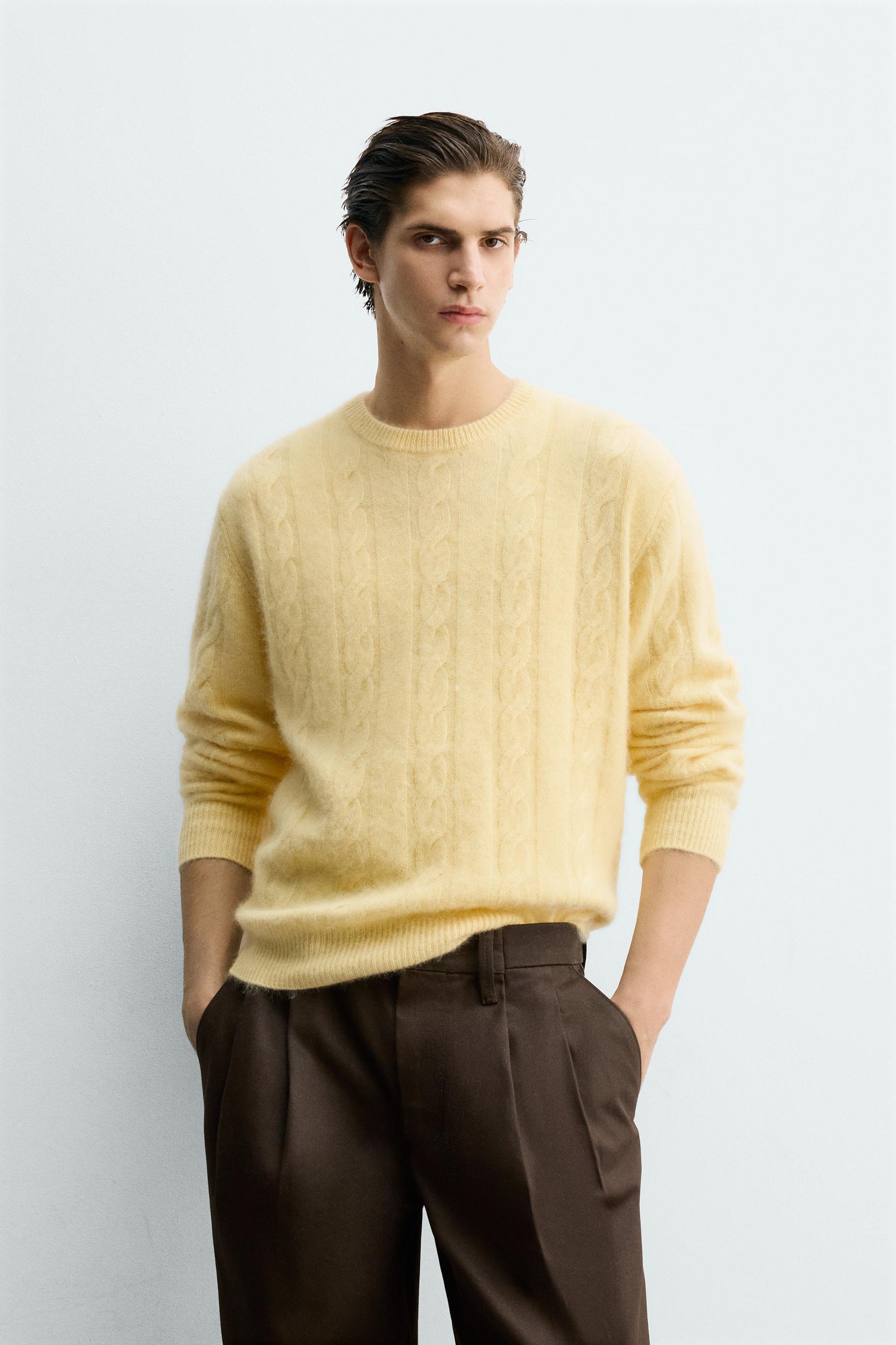 BRUSHED CABLE-KNIT TEXTURED JUMPER - Image 2