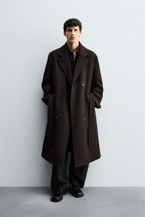 DOUBLE-BREASTED WOOL BLEND COAT WITH BELT - Image 1