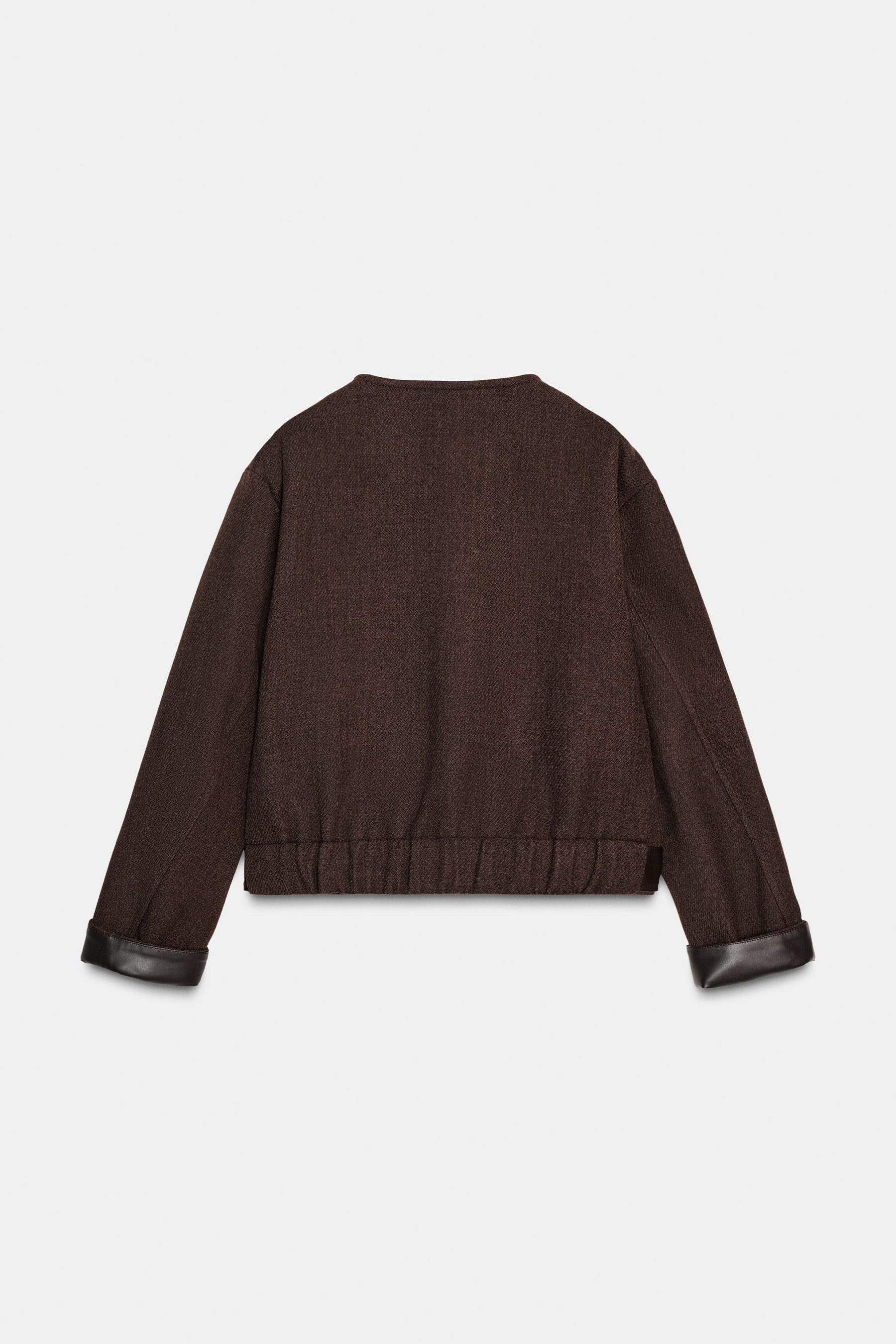 SOFT JACKET WITH LEATHER EFFECT TRIMS - Image 9