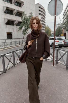 SOFT JACKET WITH LEATHER EFFECT TRIMS - Image 1