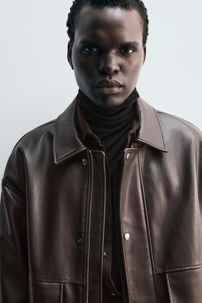 RELAXED FIT FAUX LEATHER JACKET - Image 5