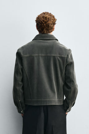 VINTAGE-EFFECT FAUX SUEDE JACKET - Image 3