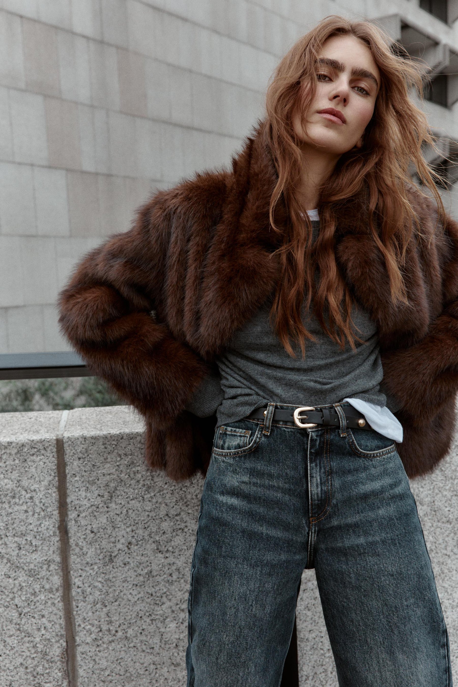 REVERSIBLE FAUX FUR JACKET