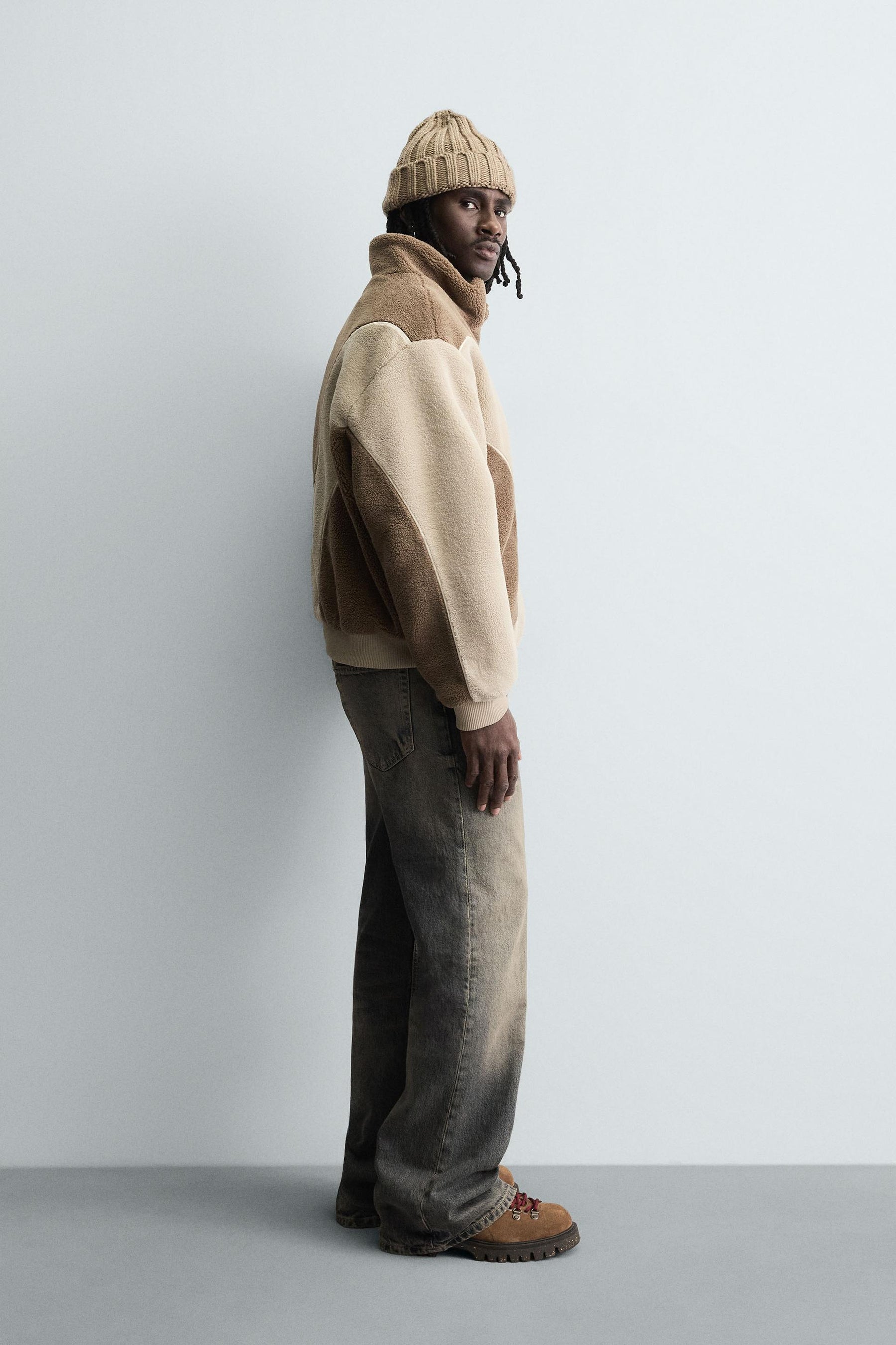 FAUX SHEARLING JACKET WITH CONTRAST TRIMS - Image 4