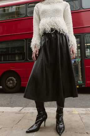 FAUX LEATHER MIDI SKIRT