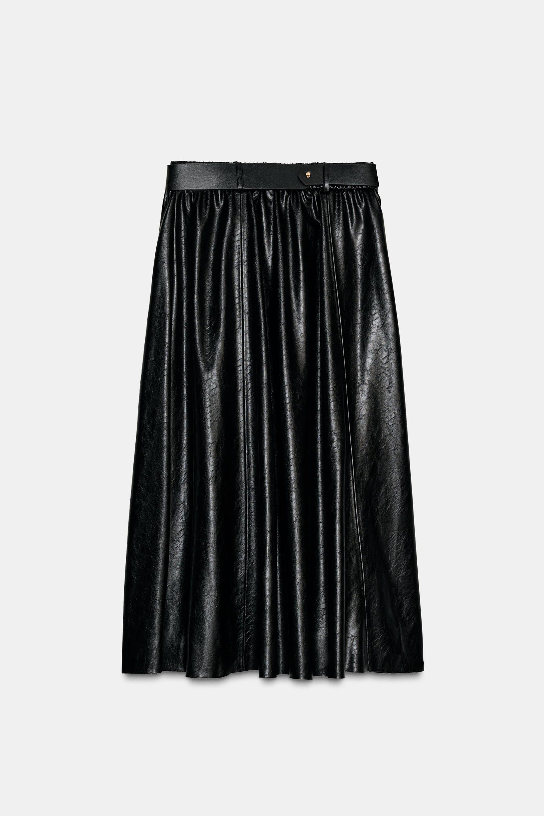 FAUX LEATHER MIDI SKIRT