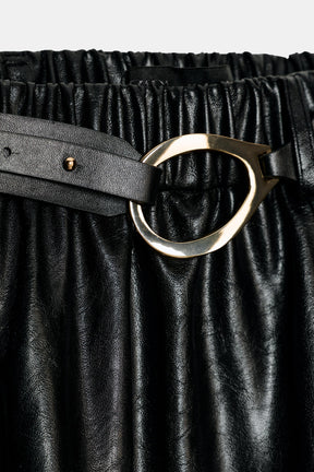 FAUX LEATHER MIDI SKIRT