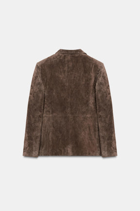 LEATHER DOUBLE-BREASTED BLAZER