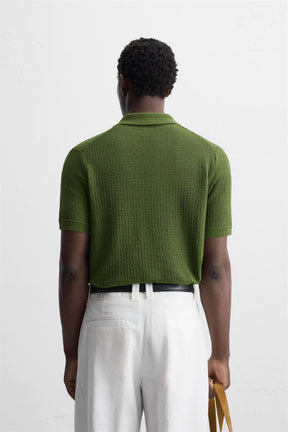 TEXTURED KNIT POLO SHIRT - Image 3