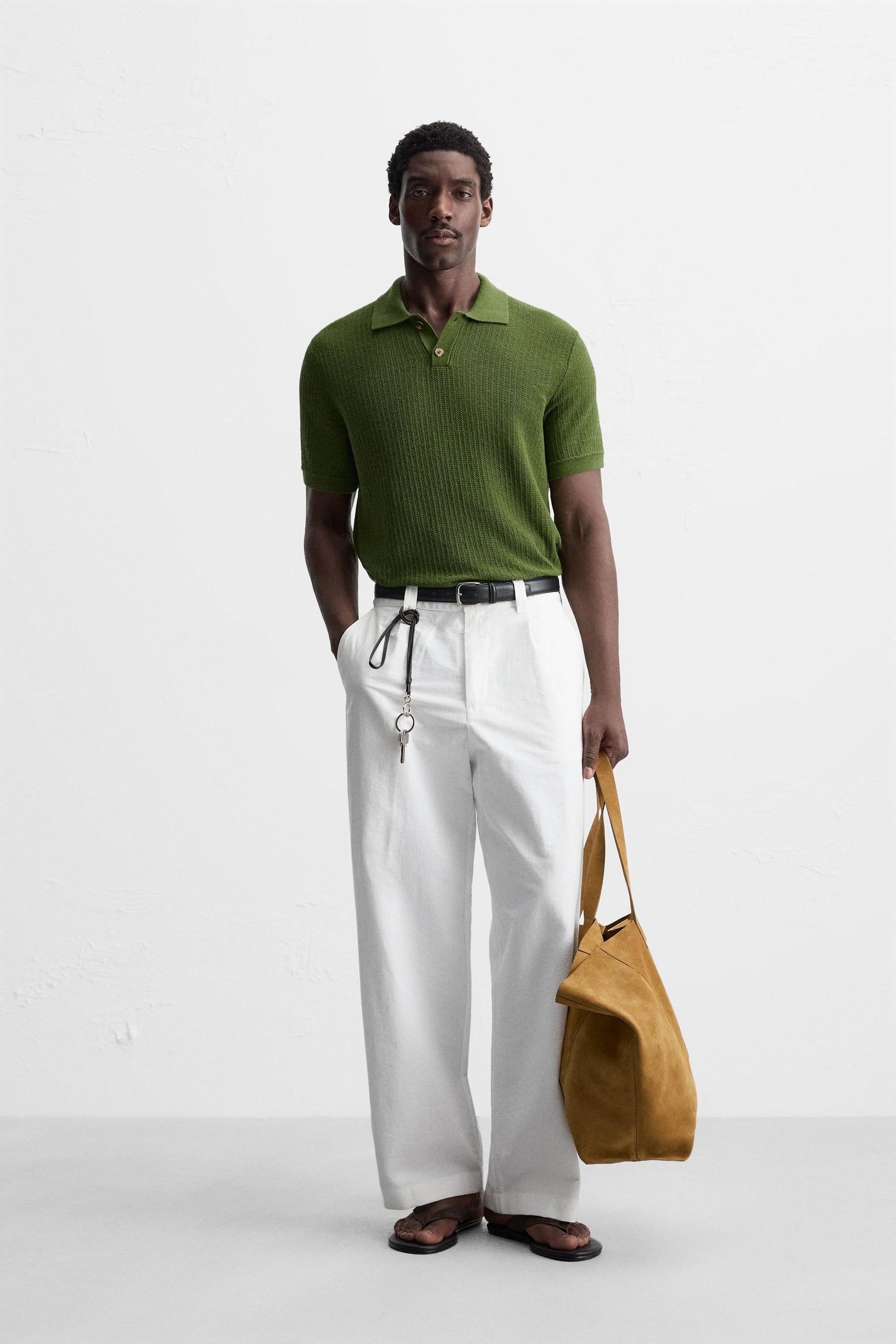 TEXTURED KNIT POLO SHIRT - Image 1