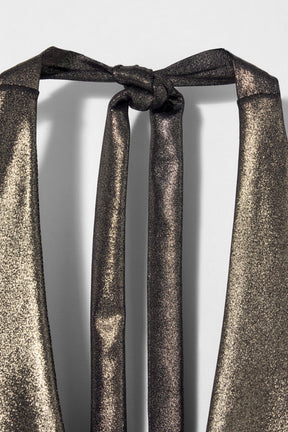 METALLIC HALTER BODYSUIT
