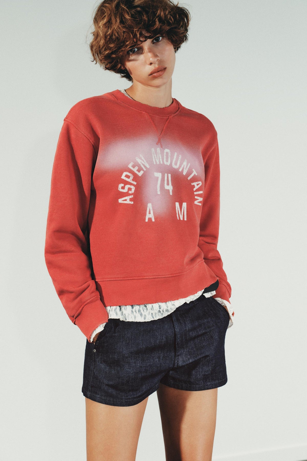 Faded-effect Slogan Sweatshirt