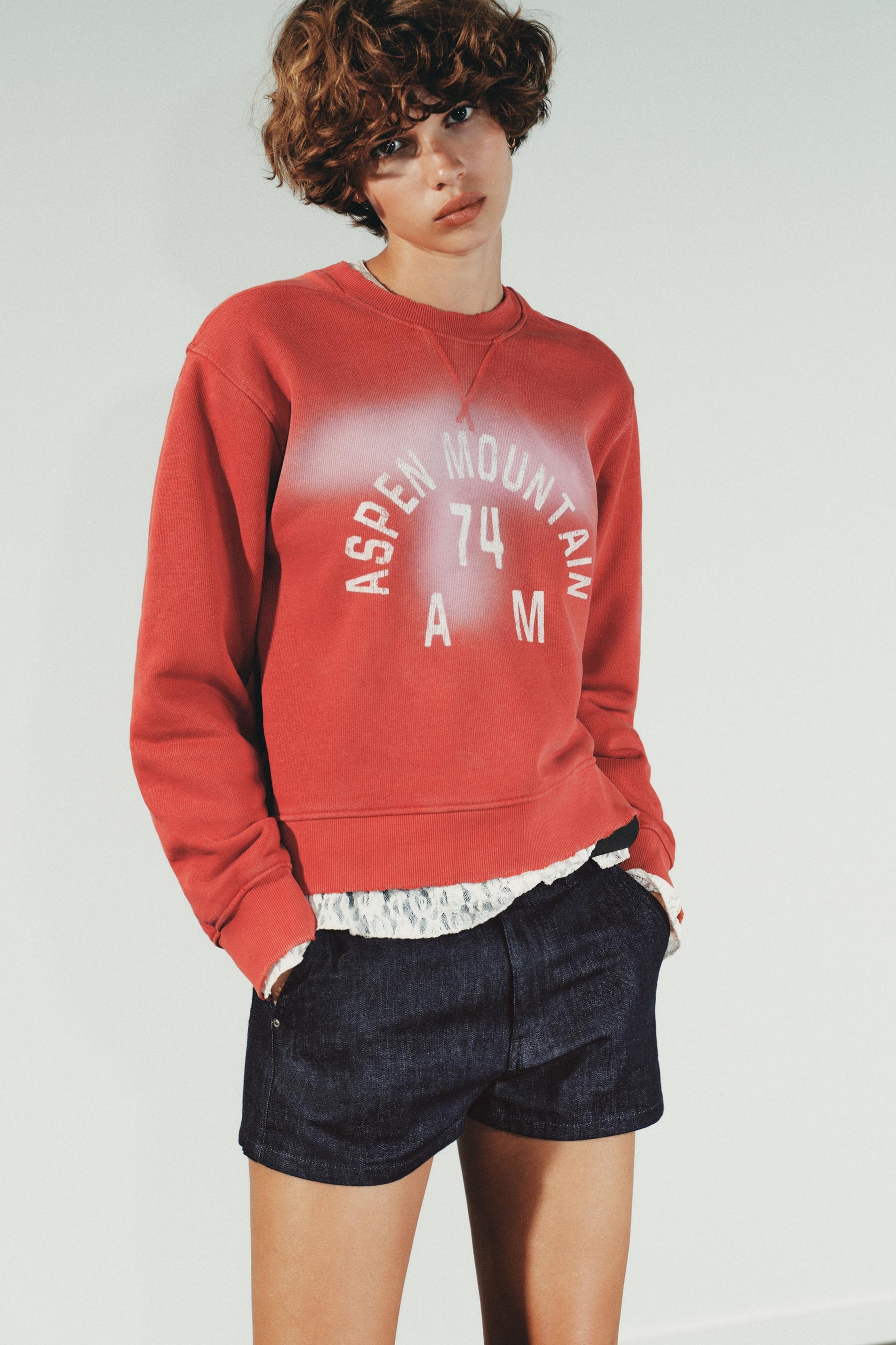 Faded-effect Slogan Sweatshirt