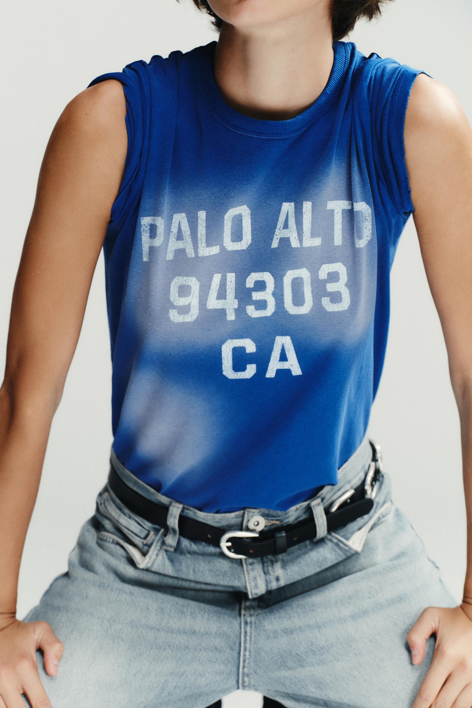 Faded-Effect Text T-Shirt