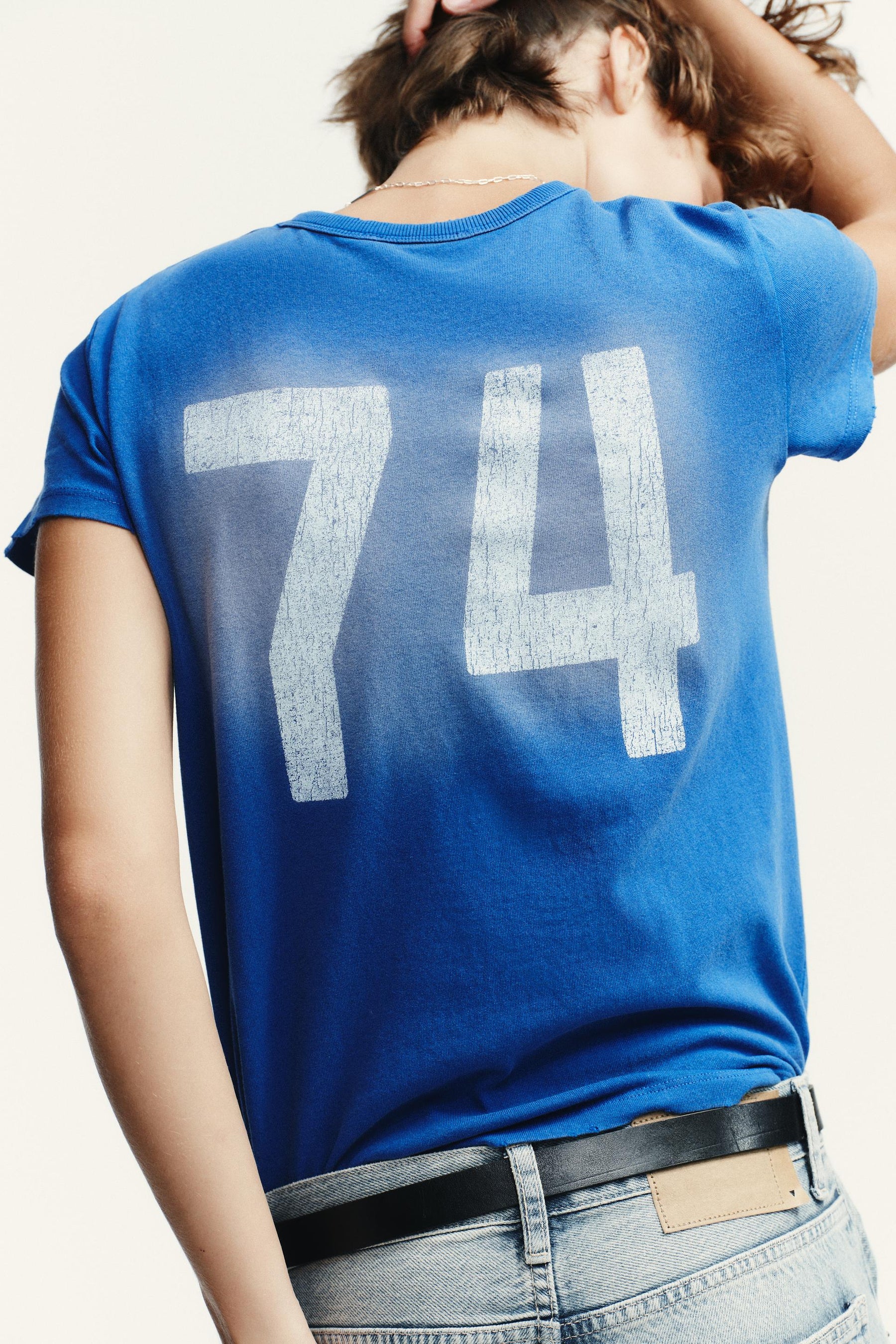 Faded-Effect Text T-Shirt