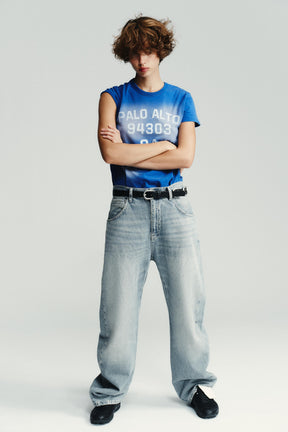 Faded-Effect Text T-Shirt