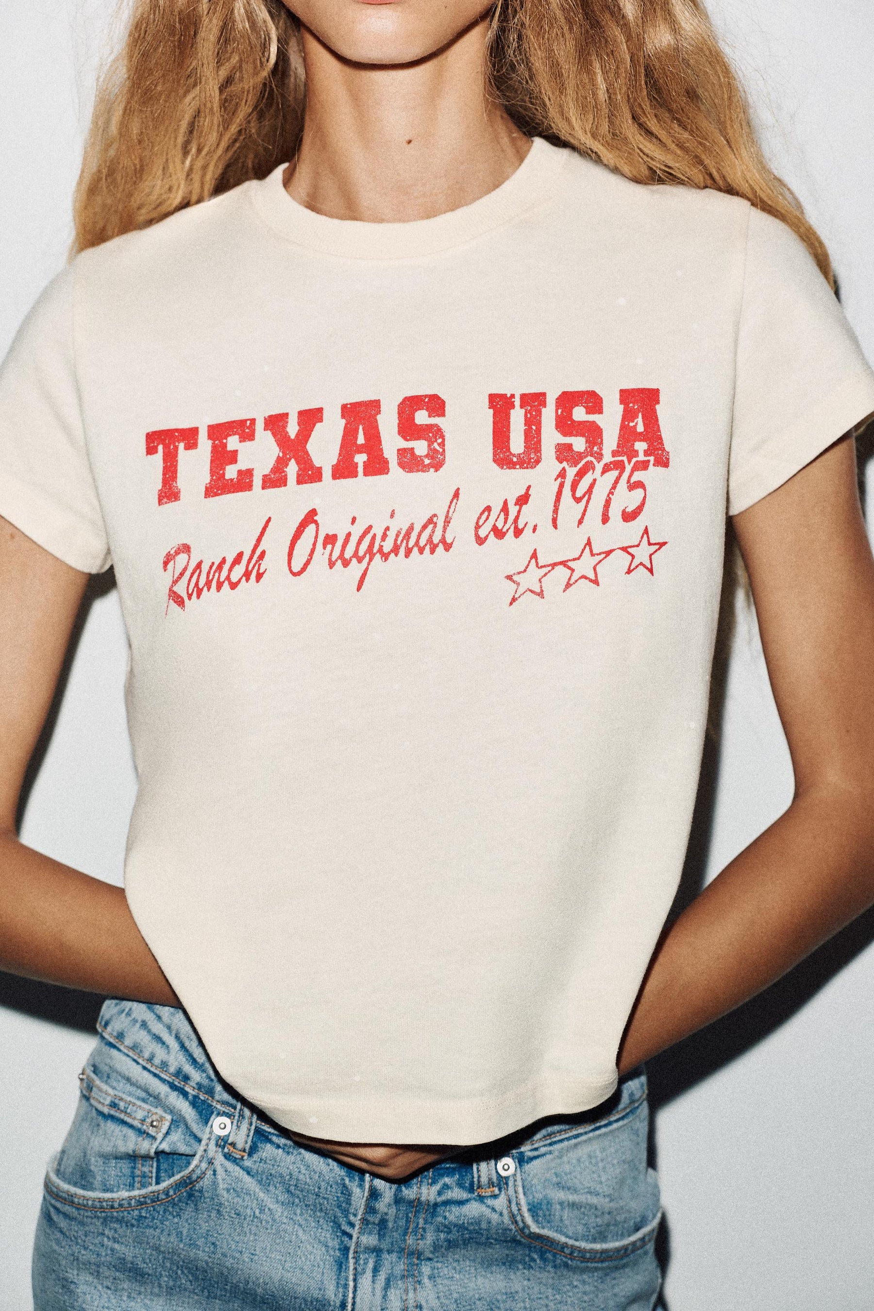 FADED-EFFECT T-SHIRT WITH SLOGAN