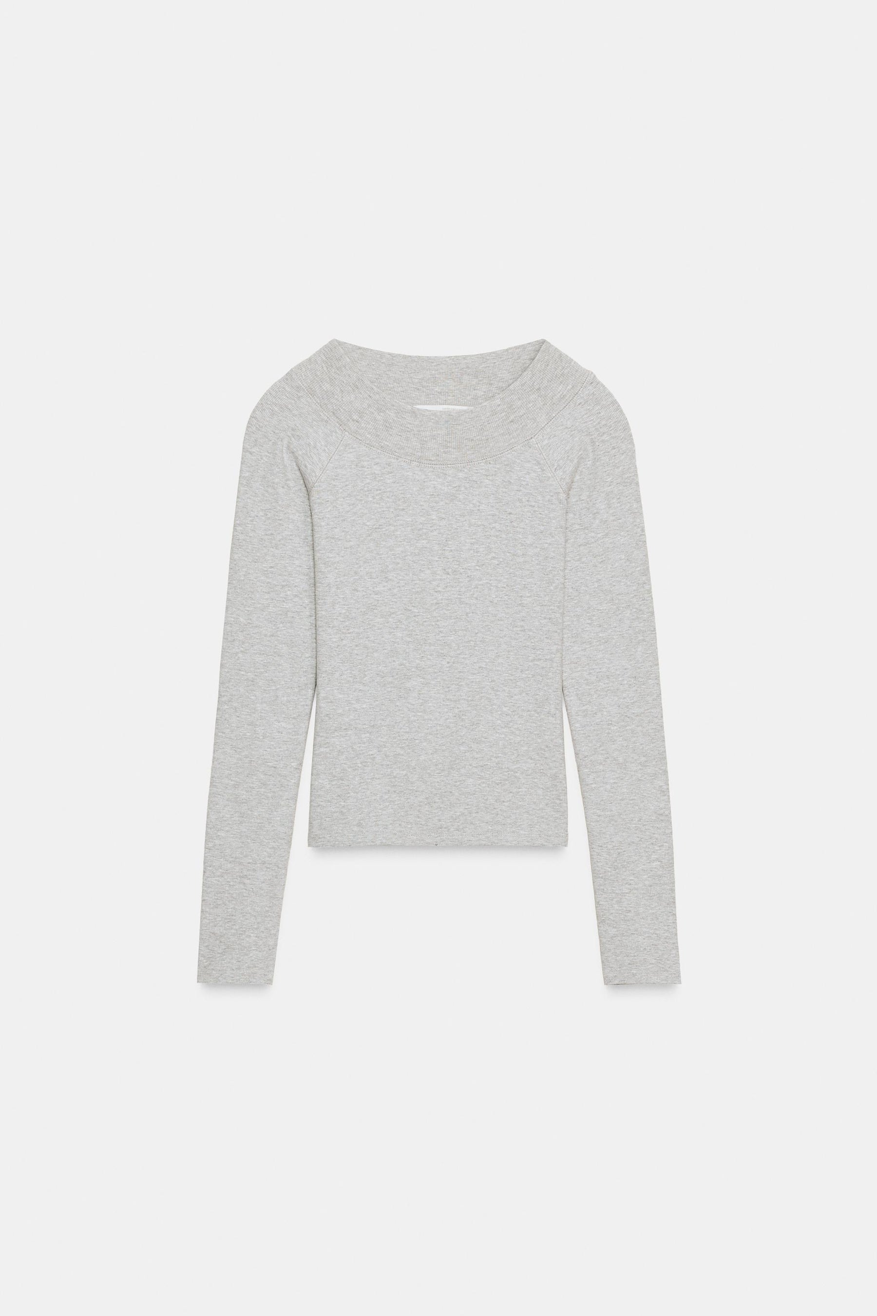 Ribbed Boat Neck Shirt