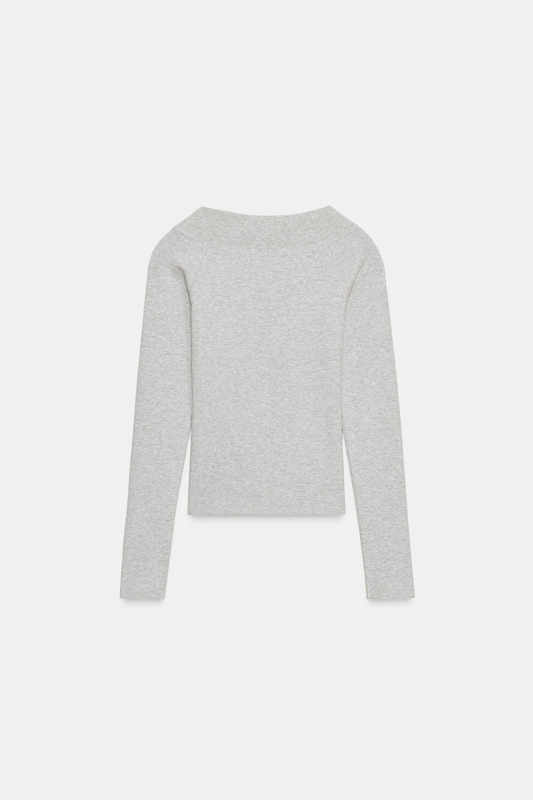 Ribbed Boat Neck Shirt