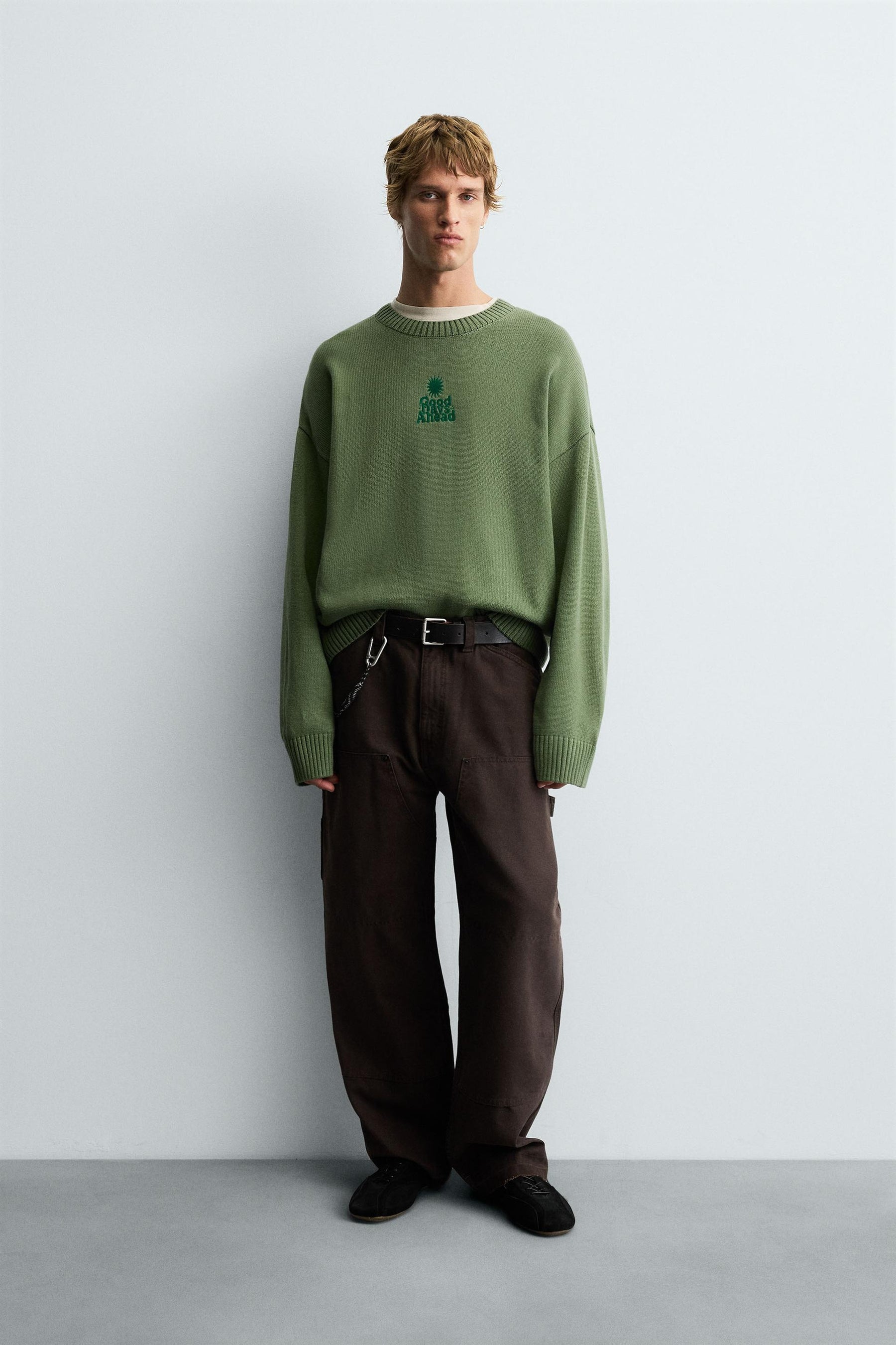 PRINTED BOXY FIT SWEATER - Image 1