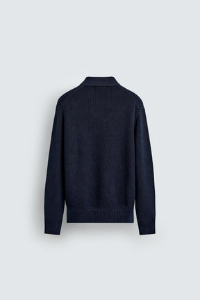 WASHED TEXTURED KNIT POLO SHIRT - Image 7