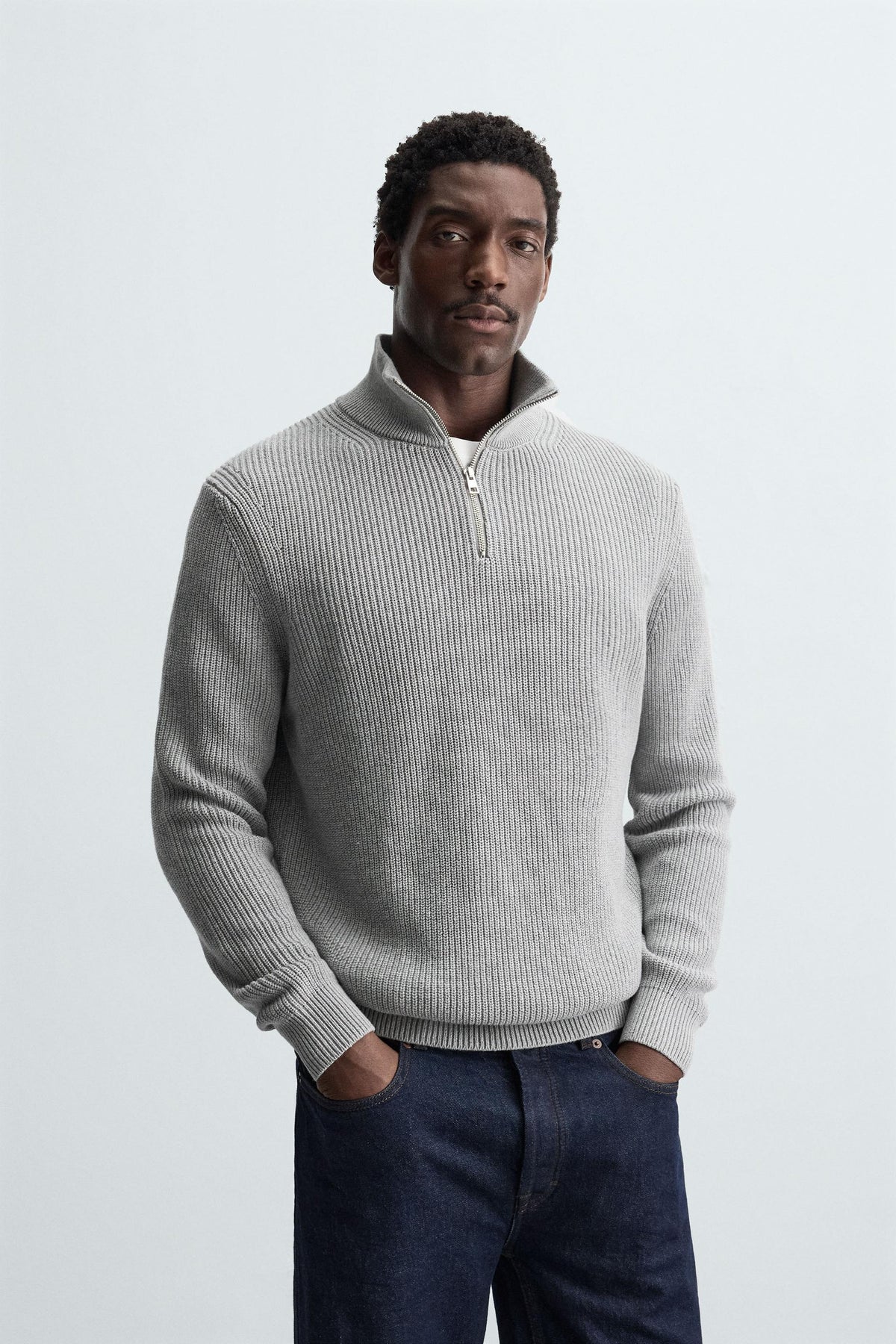 PURL KNIT QUARTER-ZIP JUMPER - Image 2