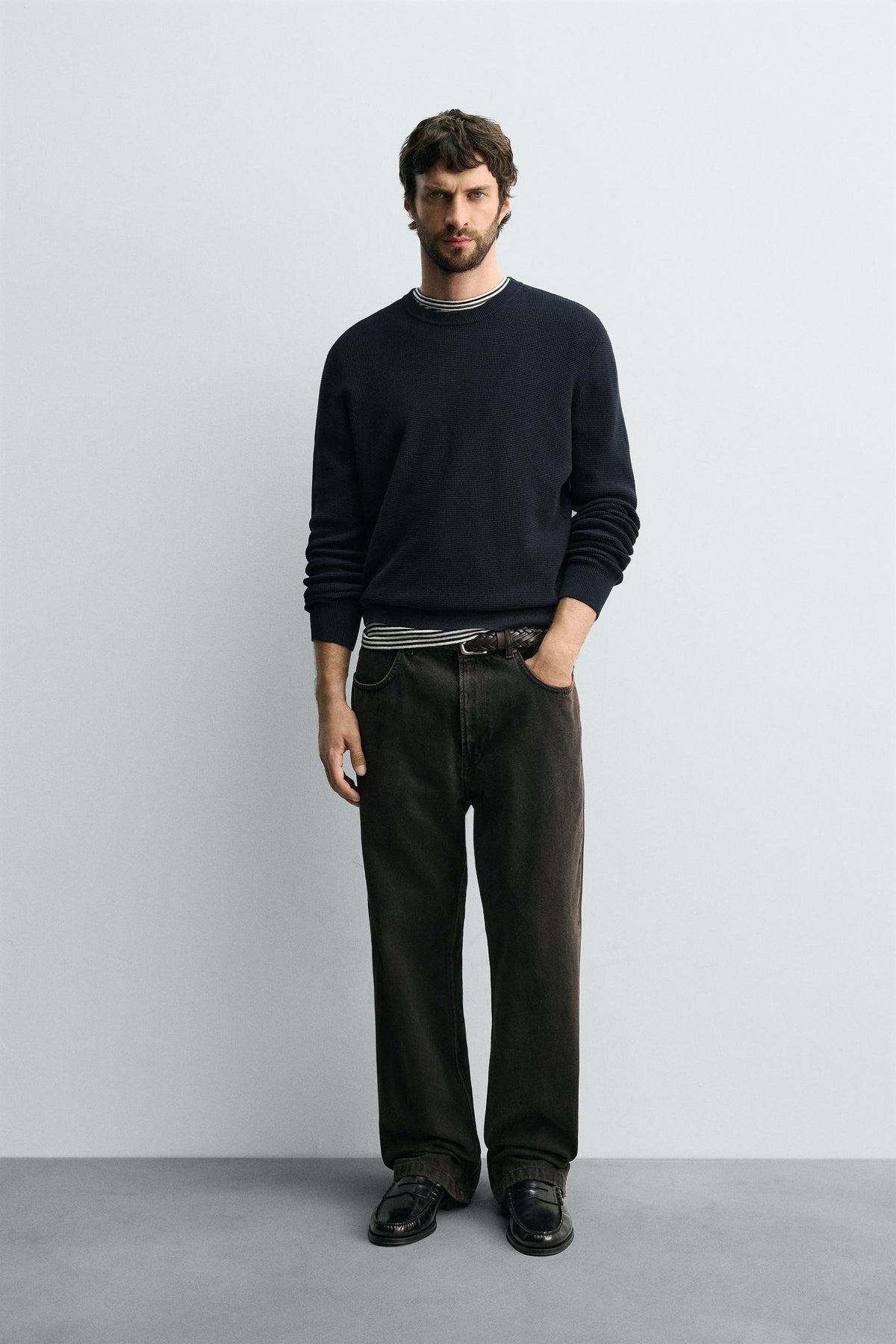 REGULAR FIT WAFFLE JUMPER - Image 1
