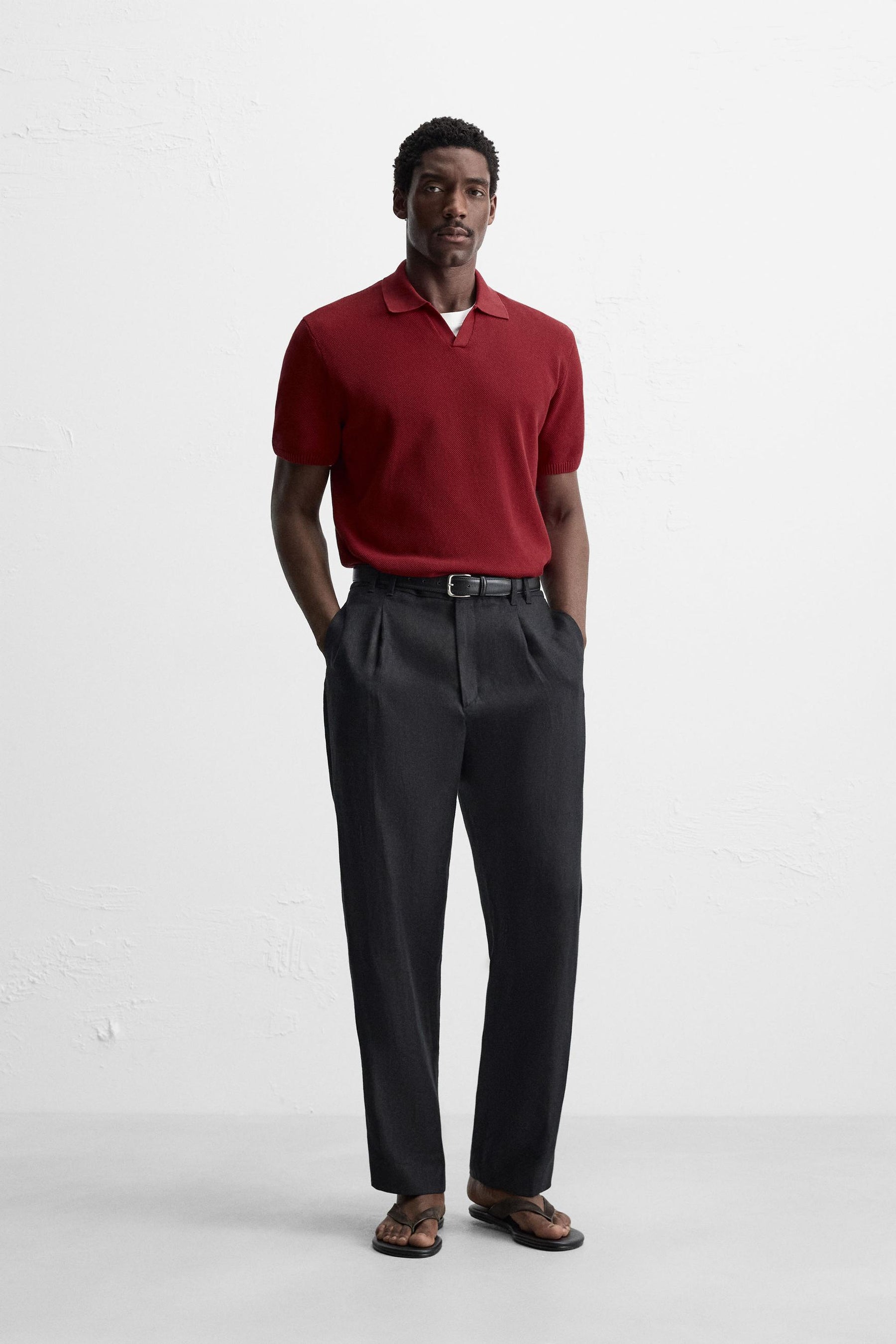 TEXTURED KNIT POLO SHIRT - Image 1
