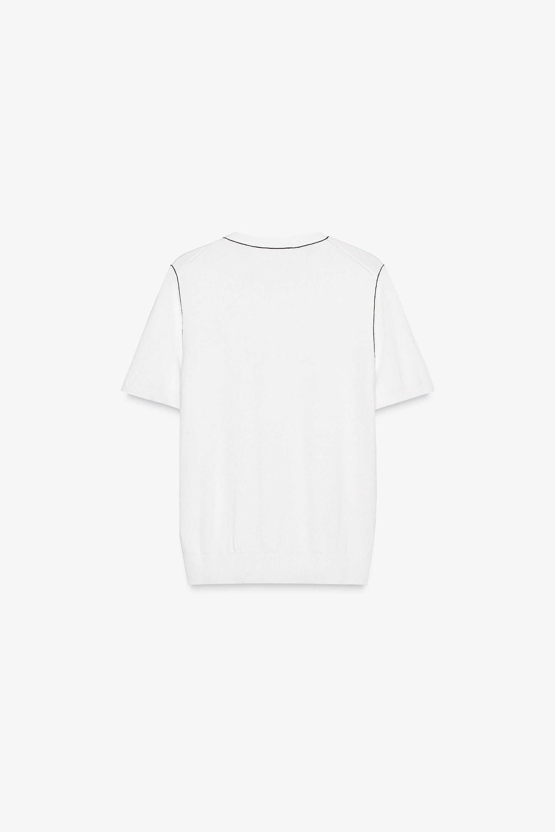 SHORT SLEEVE KNIT TOP WITH PIPING - Image 8