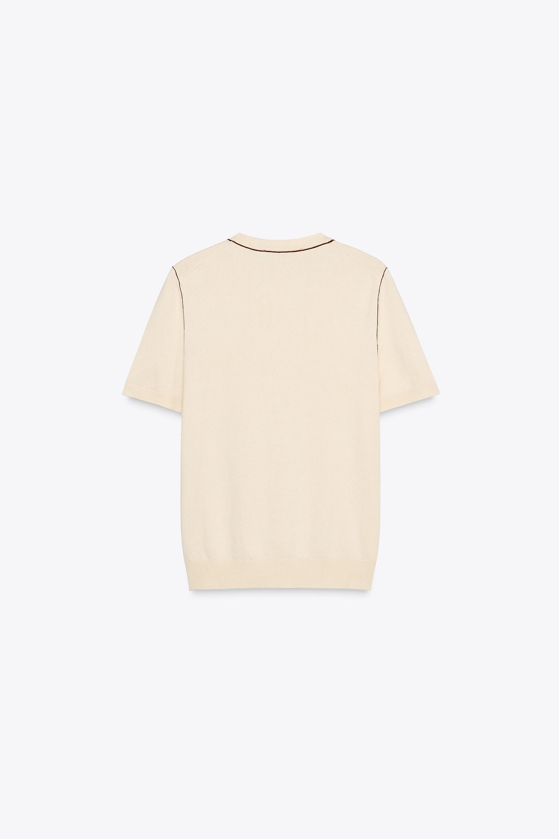 SHORT SLEEVE KNIT TOP WITH PIPING - Image 4