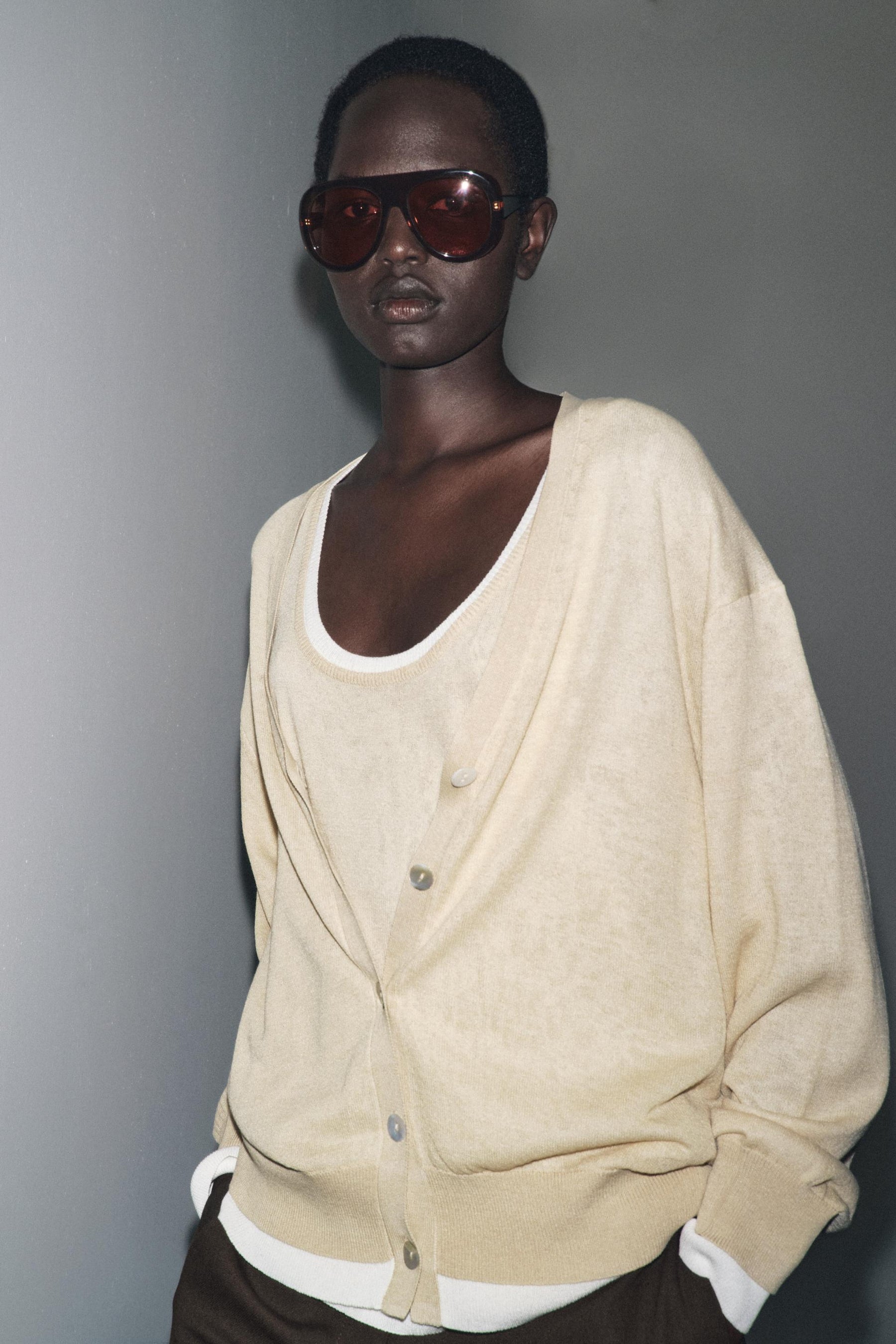 DOUBLE LAYER KNIT CARDIGAN - Image 2