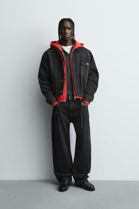 QUILTED BOXY FIT DENIM JACKET - Image 1