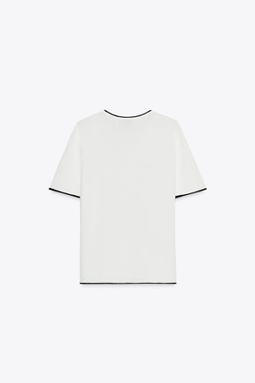 SHORT SLEEVE KNIT JUMPER WITH CONTRAST TRIMS - Image 4