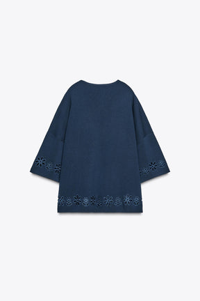 KNIT TOP WITH CUTWORK EMBROIDERY - Image 6