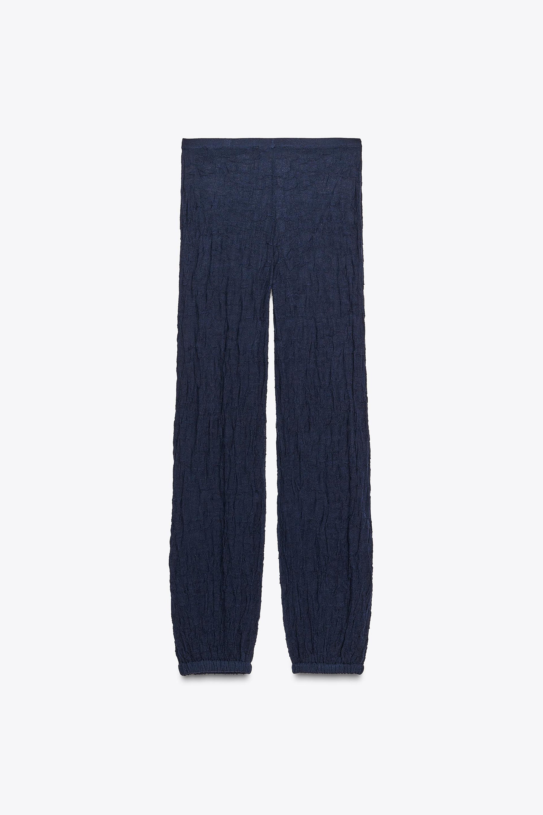 FINE KNIT WRINKLED-EFFECT TROUSERS - Image 8