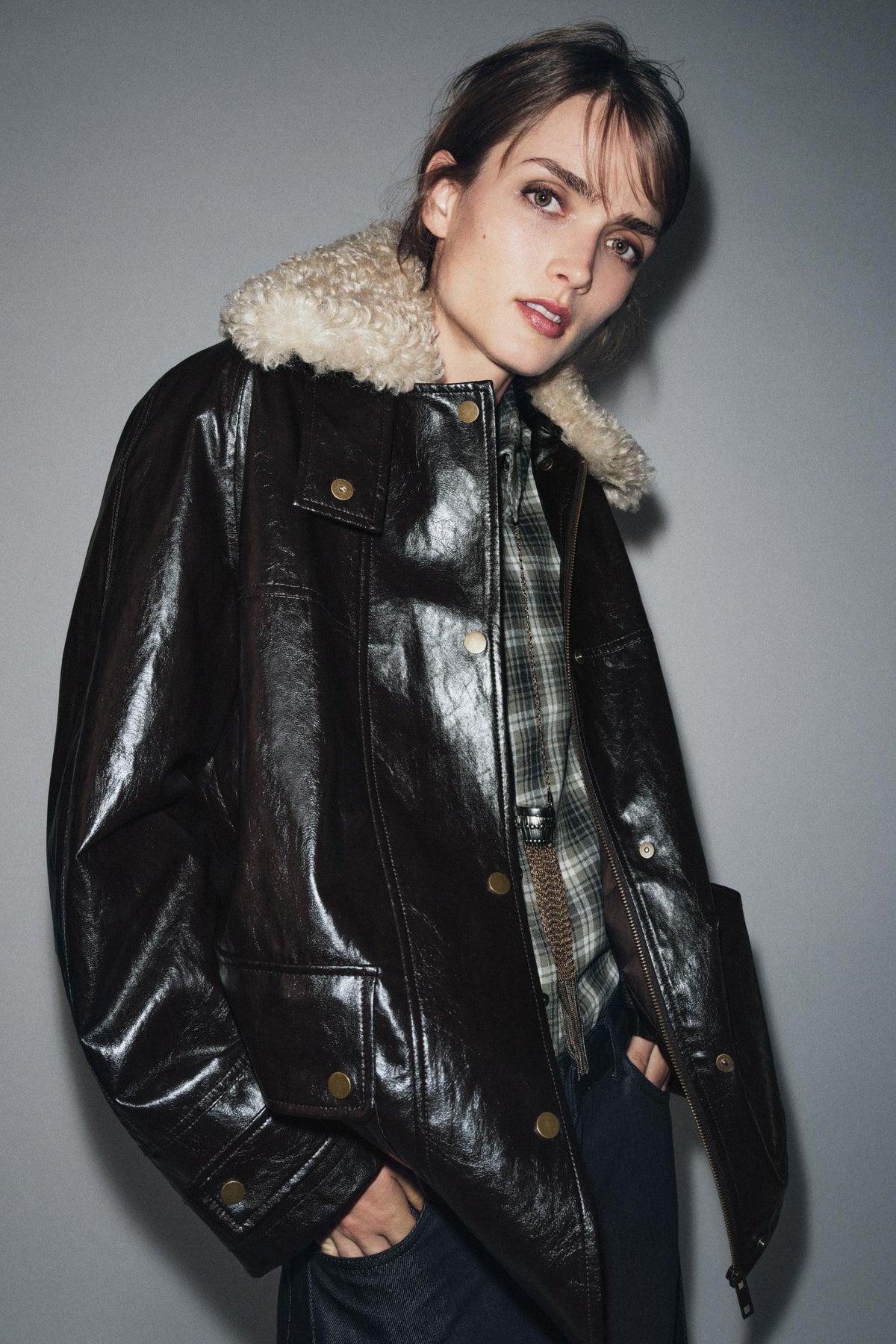 Faux Fur Collar Jacket