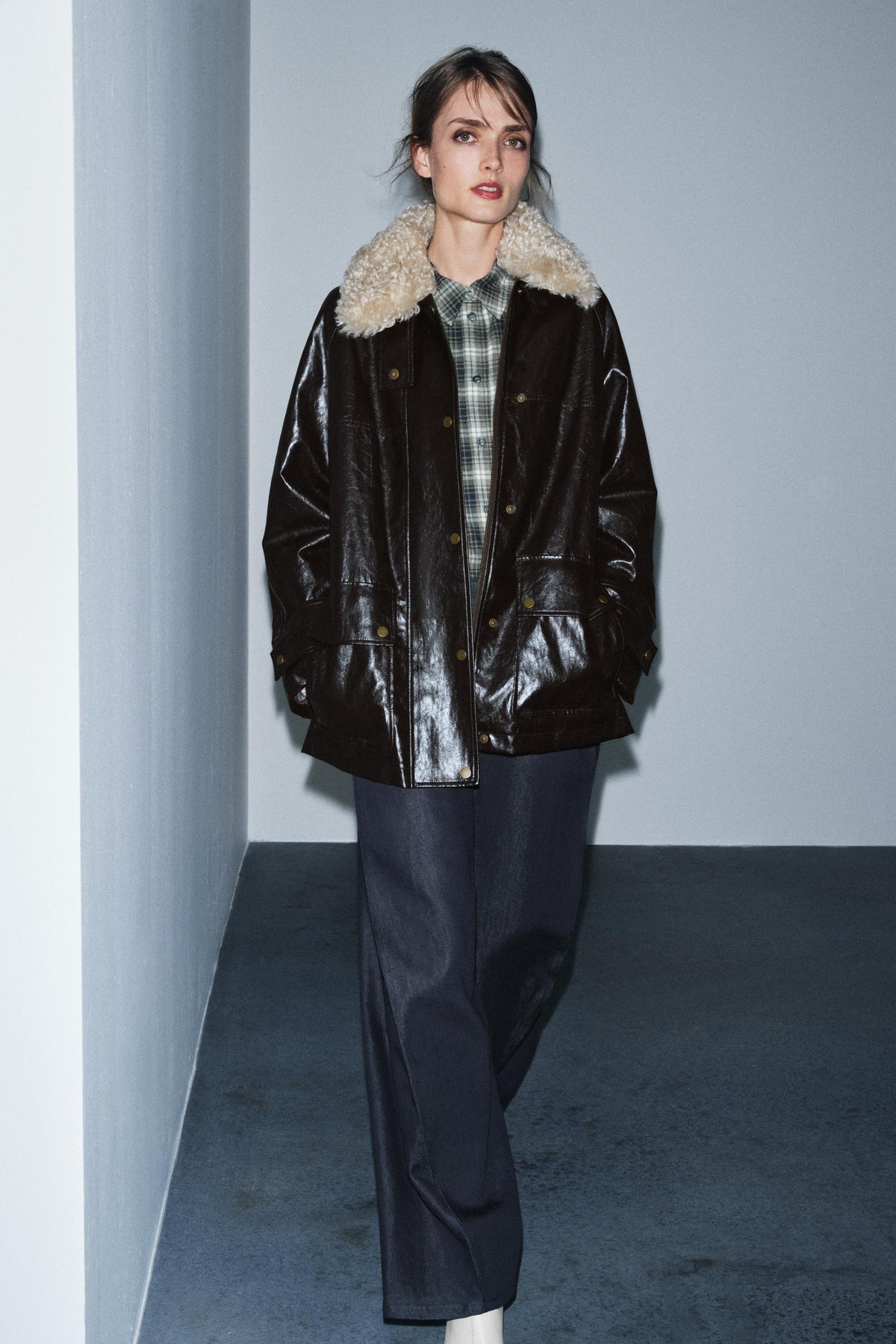 Faux Fur Collar Jacket